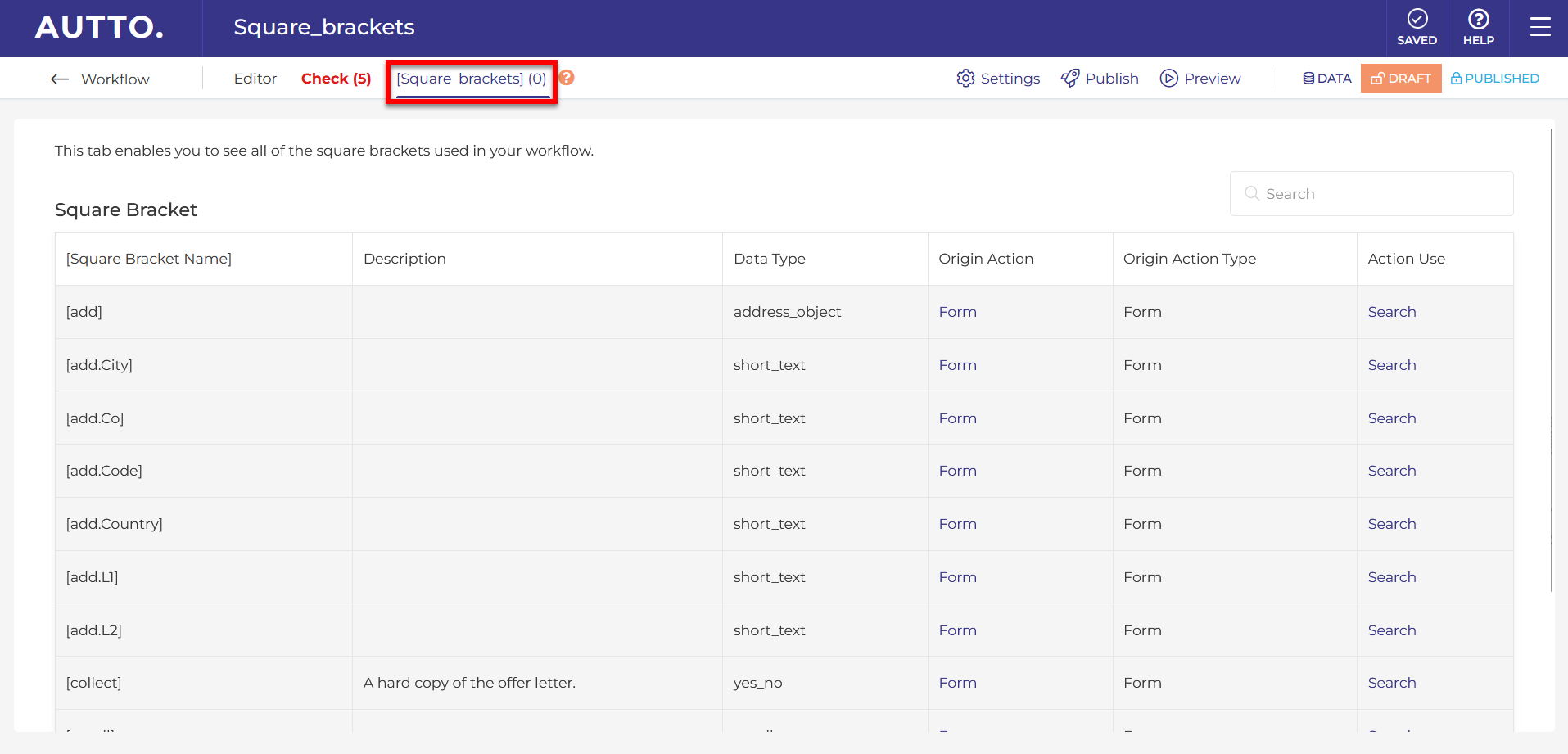 Working with Square Brackets AUTTO
